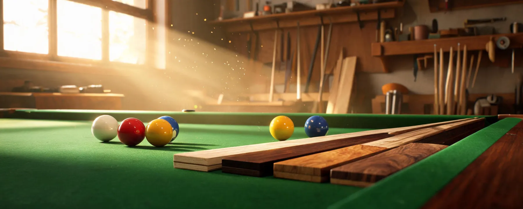 Workshop sunlight on billiard materials